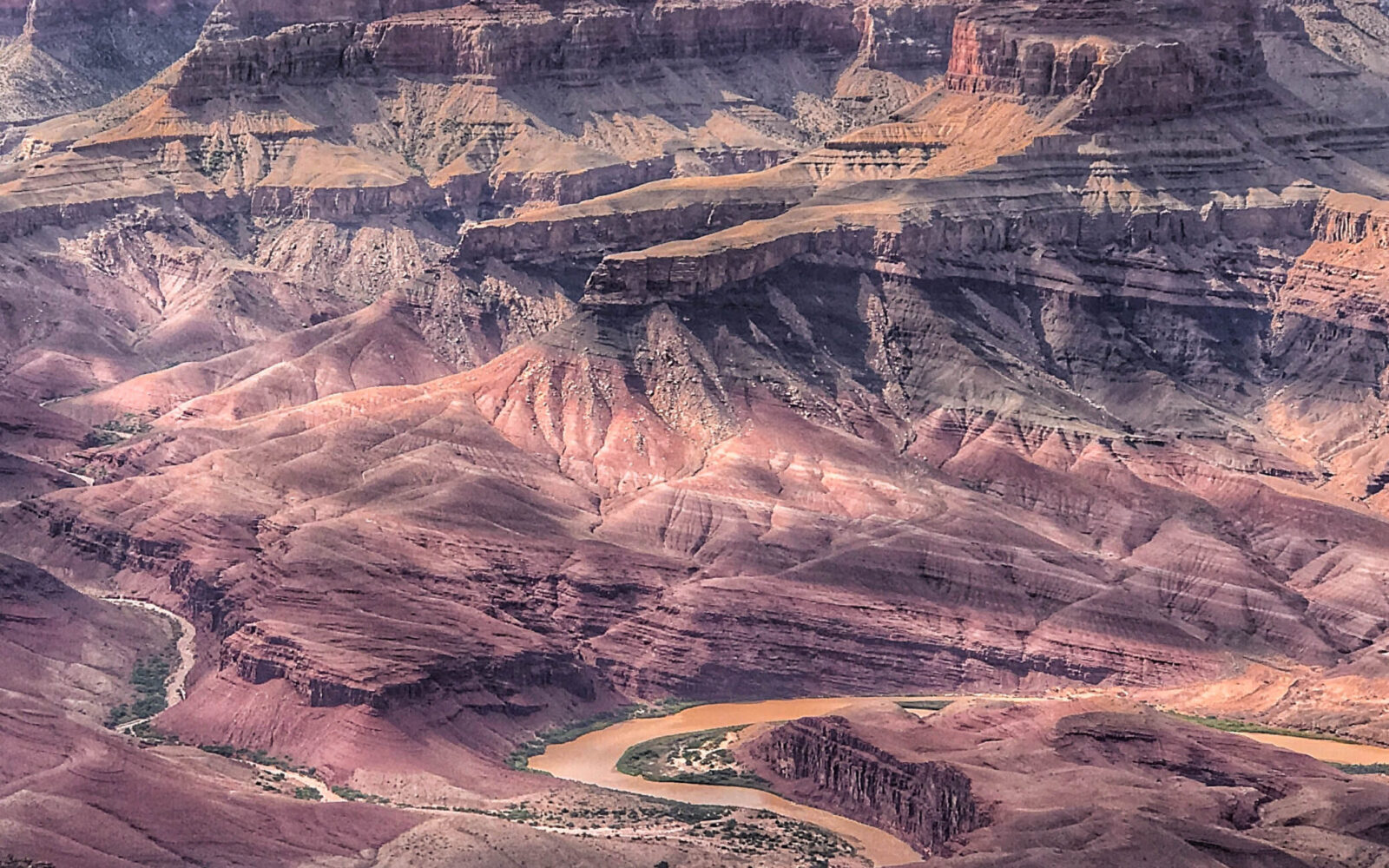 Tilted Grand Canyon Supergroup rocks and the Great Angular Unconformity near Unkar Delta in Grand Canyon